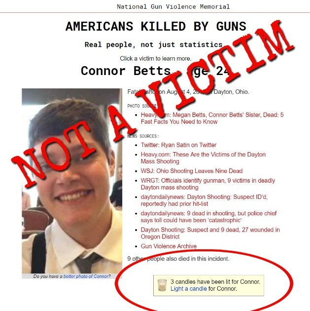 Gun Memorial Website Honors Dayton, OH Mass Shooter As Gun Violence Victim Connor Betts