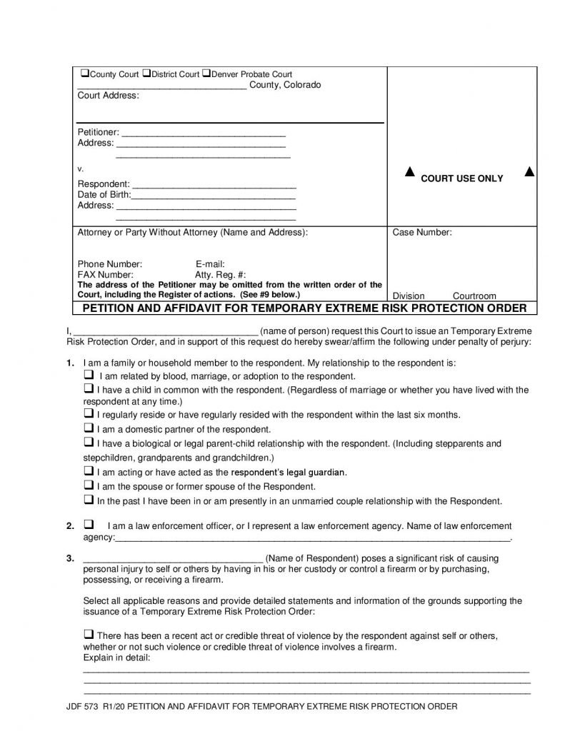 Red Flag Resource Center Colorado ERPO Extreme Risk Protection Order