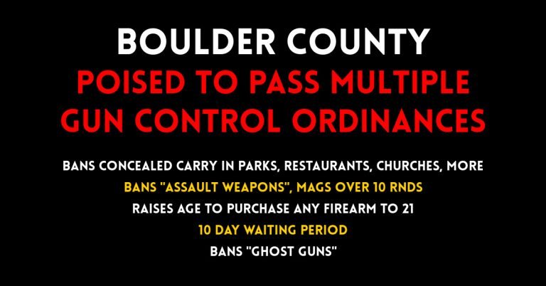 Boulder County, CO Poised To Pass Multiple Gun Control Laws